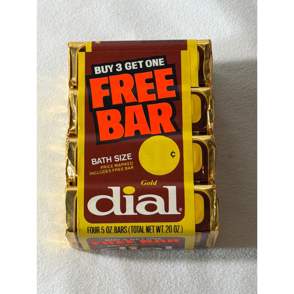 Vintage Dial Gold Antibacterial Deodorant Soap 4 Bar Pack 5oz Bath Size New NOS